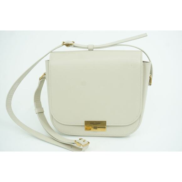 Saint Laurent Off White Betty Medium Leather Shoulder Bag $1950 Logo Flap - Picture 1 of 12
